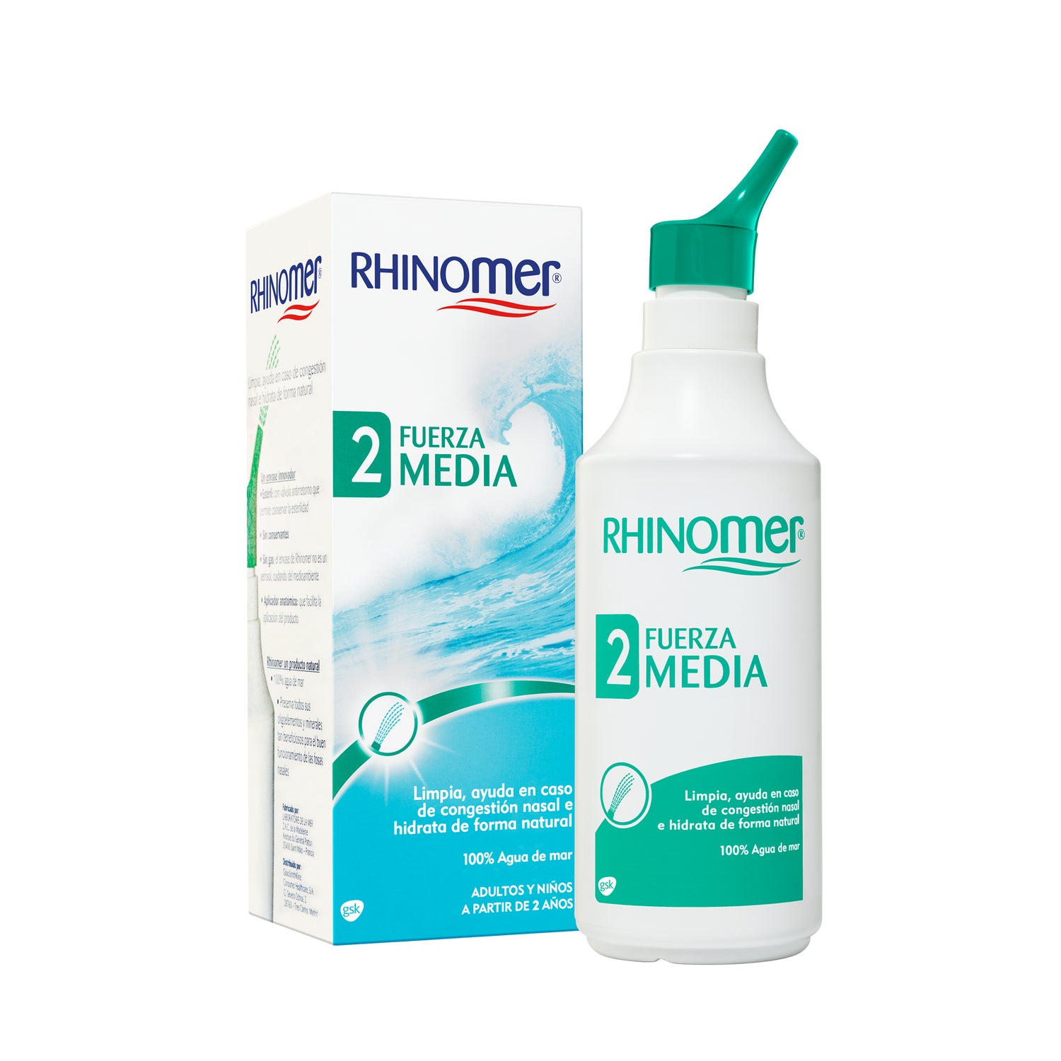 Fuerza 2 Medio RHINOMER Spray descongestionante y limpiador nasal