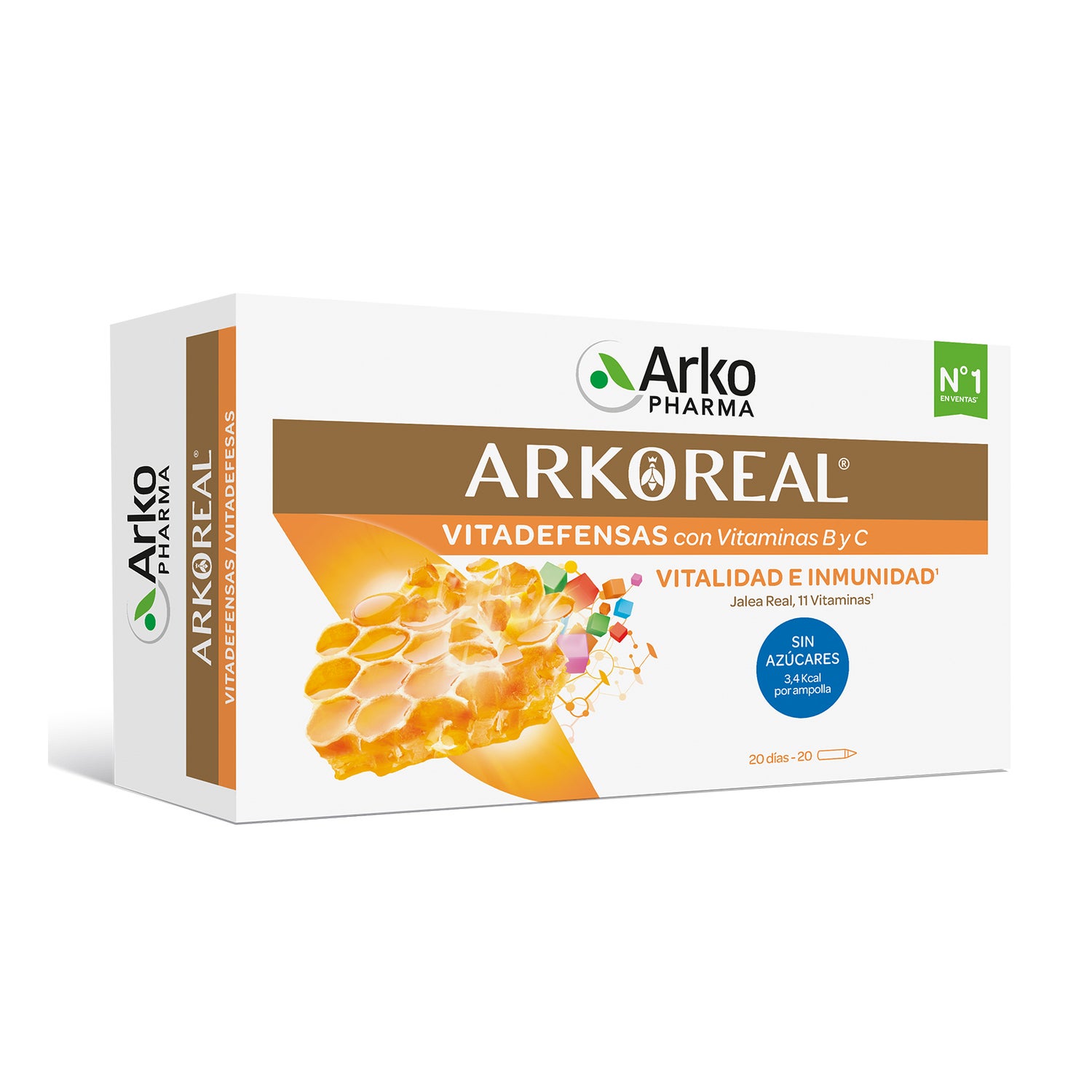 Buy Arkoreal Royal jelly energy with sugar-free ginseng 20 ampoules  Arkopharma