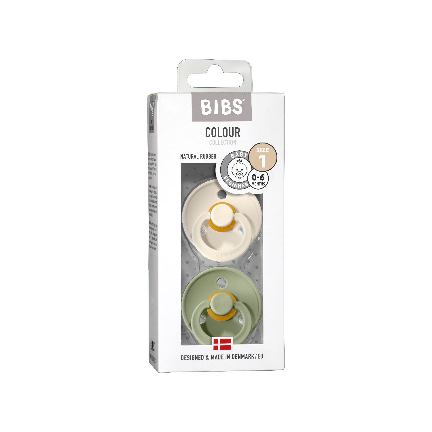 BIBS Chupetes – Color 4 unidades | Chupete redondo para bebé, pezón redondo  | Chupete de látex de goma natural sin BPA | Hecho en Dinamarca | Tamaño 0