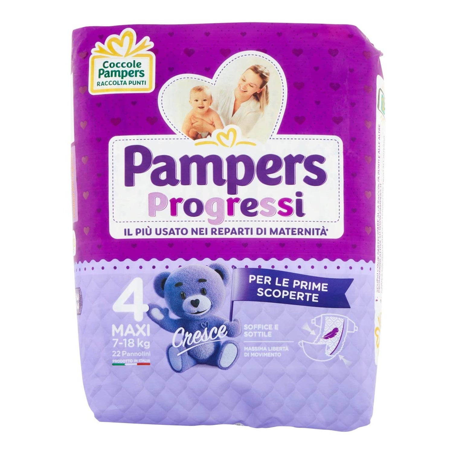 Pampers Progressi Pannolin Maxi, Taglia 4 (7-18 kg), 6 Confezioni da 24  (144 Pannolini) : : Prima infanzia