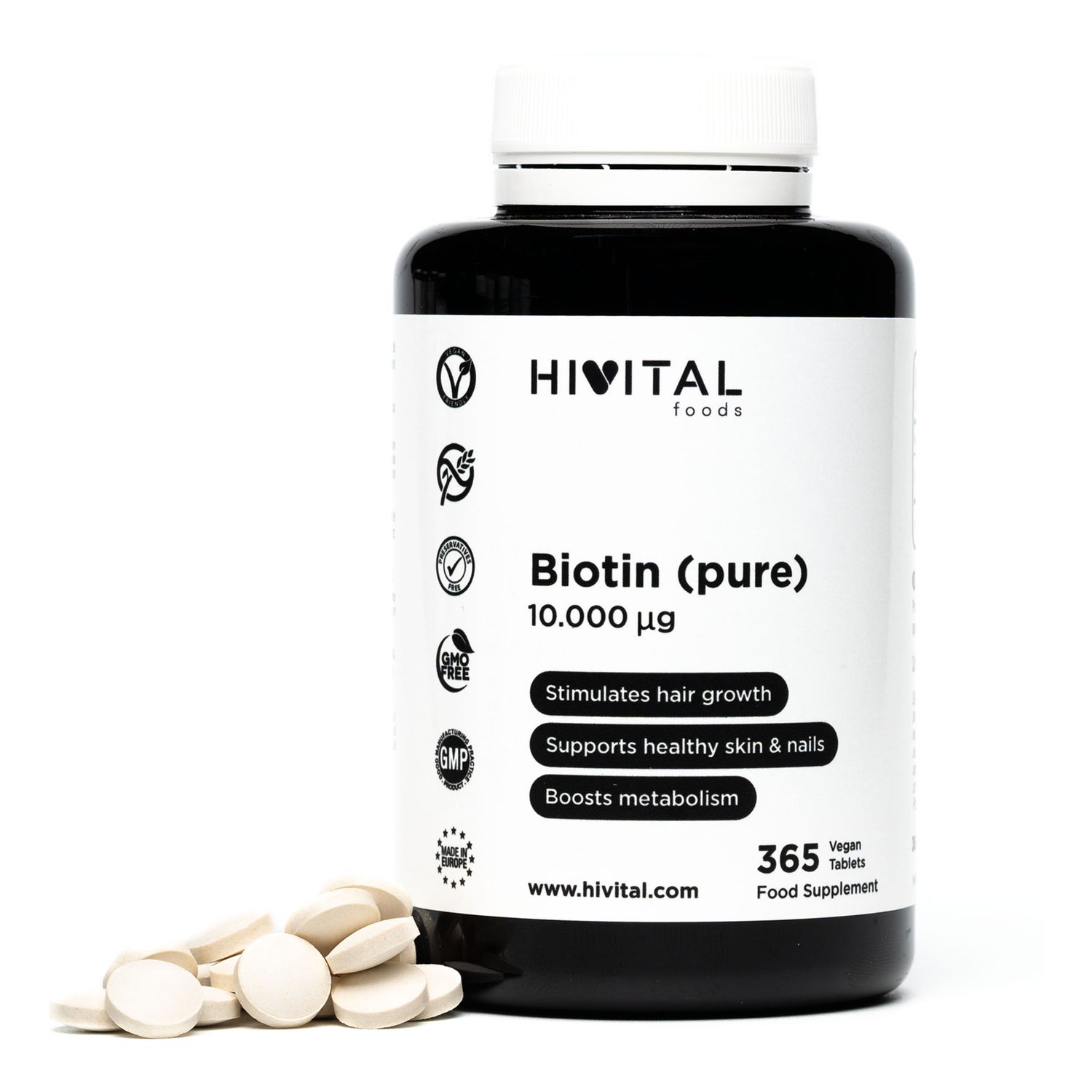 Hivital Foods Biotin  mcg (Vitamin B7) 365 tabs | PromoFarma