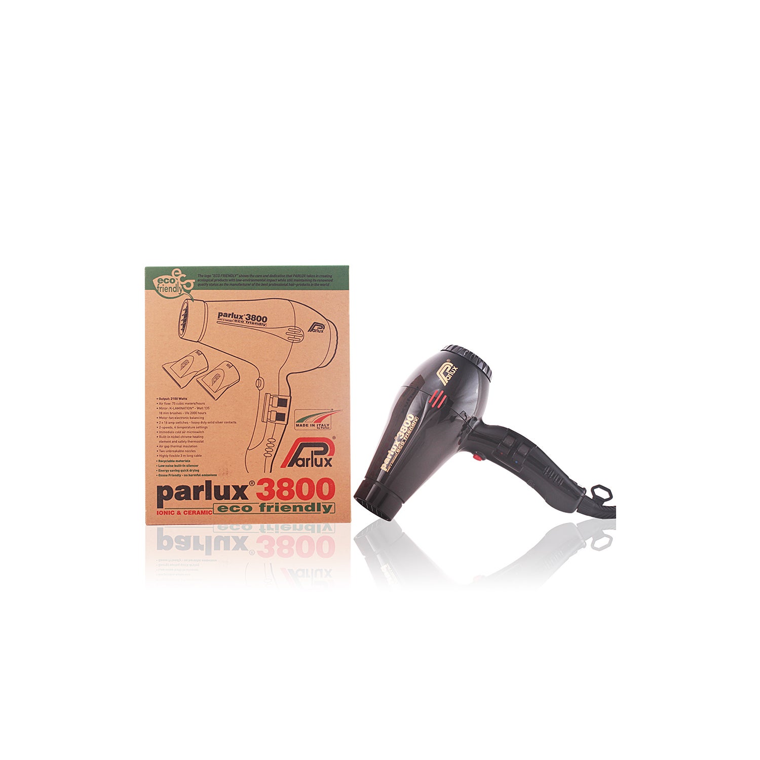 Parlux Ionic & Ceramic 3800 Secador Cabello Negro 1ud