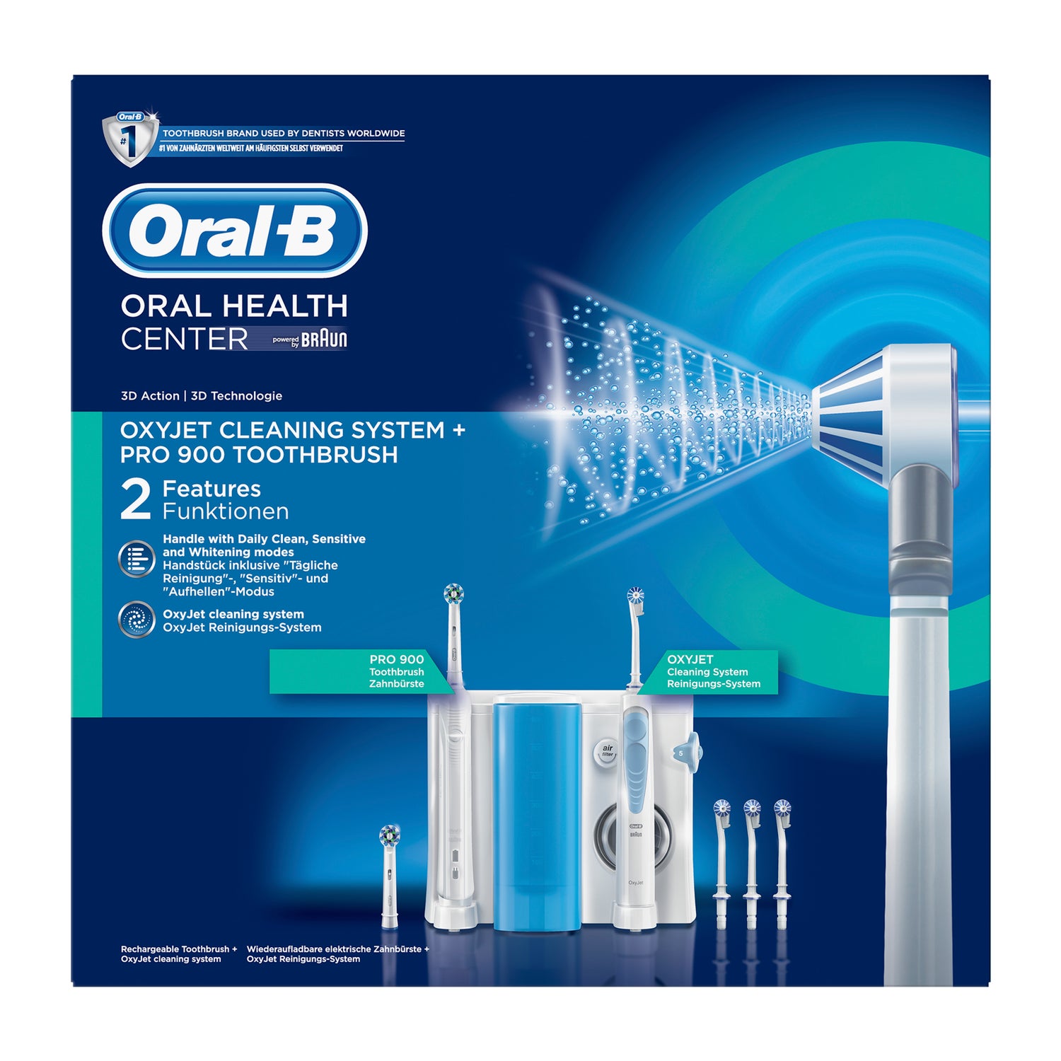 Cambios de En busto Oral B Pack Oxyjet Irrigador Dental + Cepillo de Dientes Eléctrico Pro 900  | PromoFarma