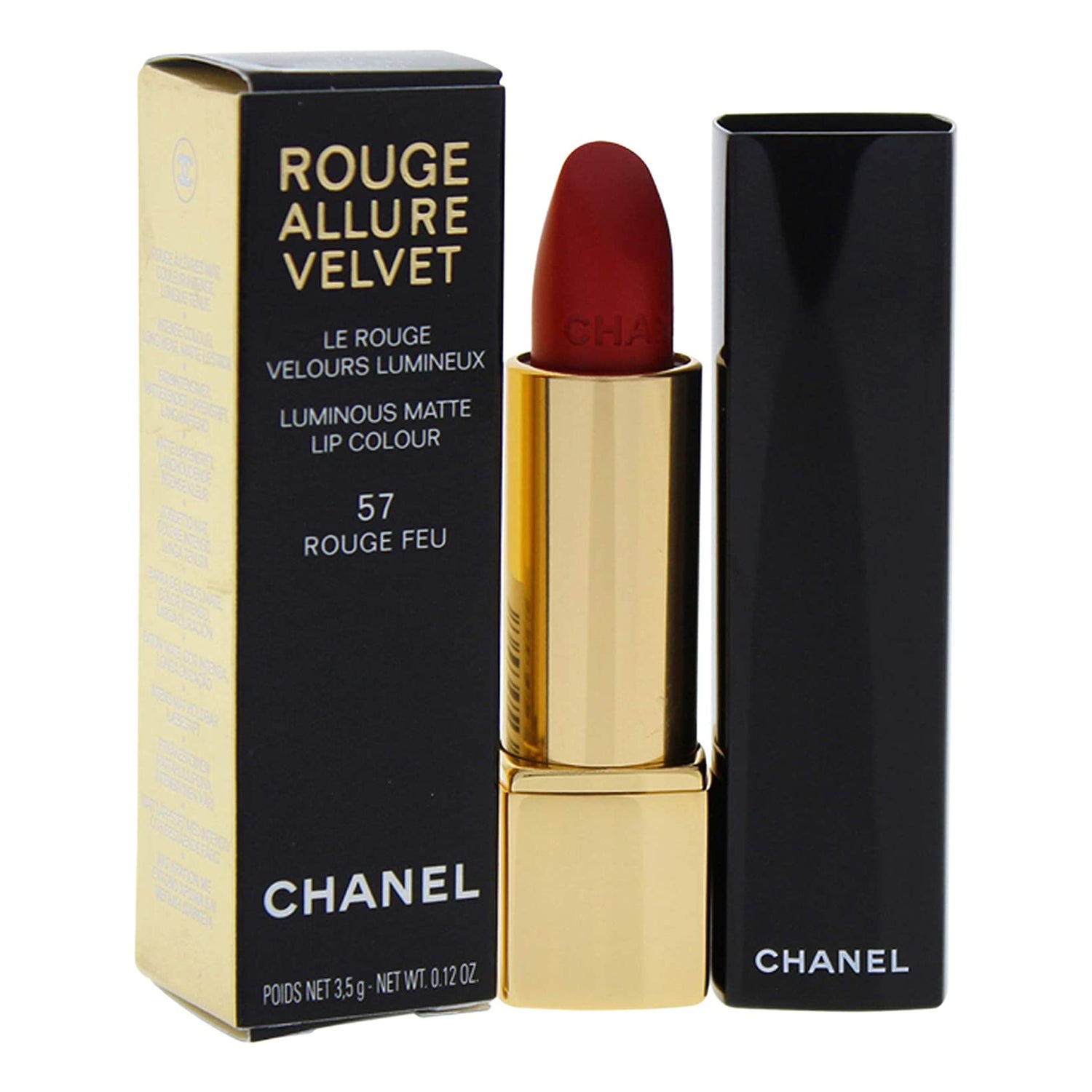 Sábana parilla cómo Chanel Rouge Allure Velvet Pintalabios Nro 57 Rouge Feu 3,5g | PromoFarma