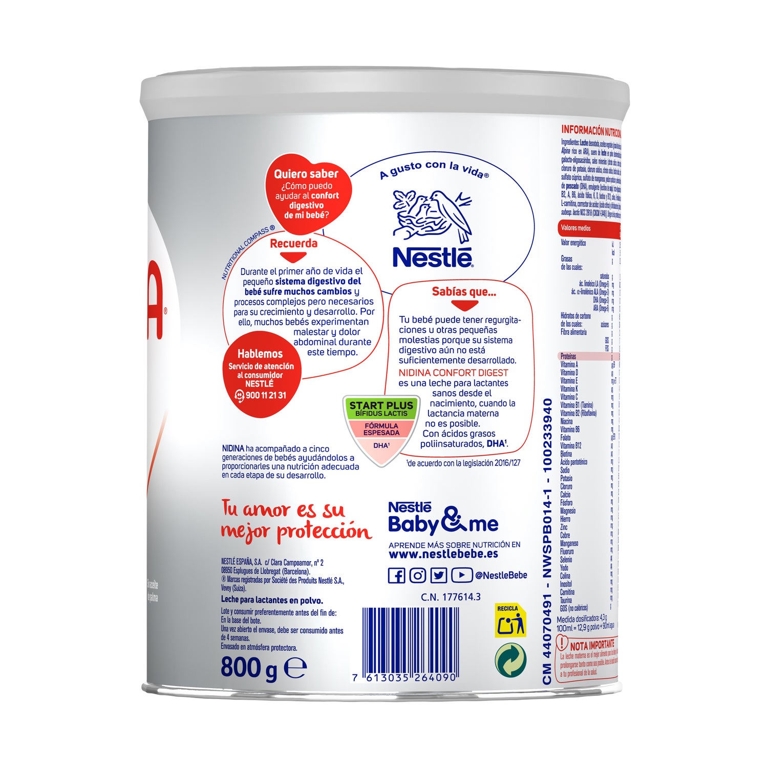 Nestlé Nidina 1 Leche para Lactantes en Polvo, Fórmula para Bebés Desde El  Primer Día, Bote de 800g : : Alimentación y bebidas