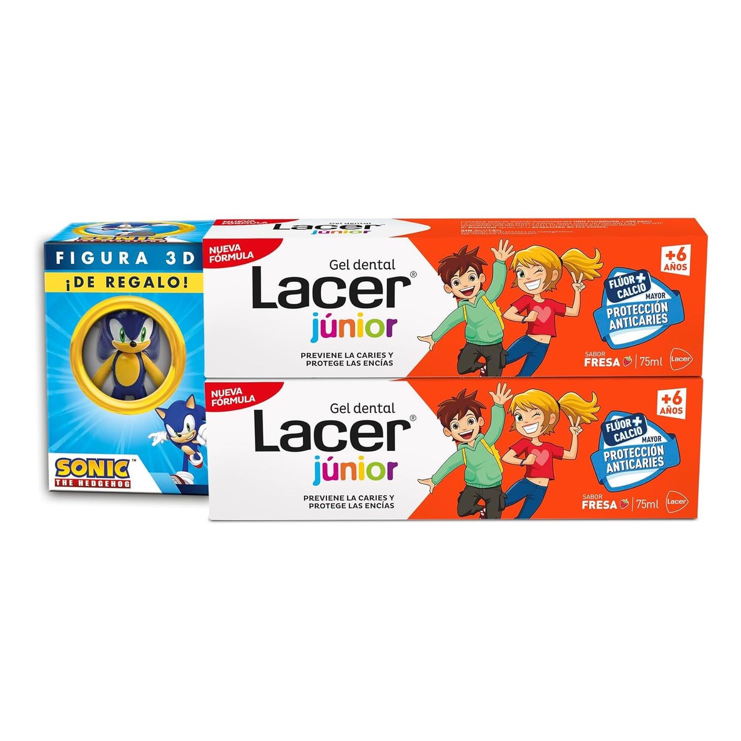Lacer Gel Infantil Duplo 75 ml + Figura Sonic