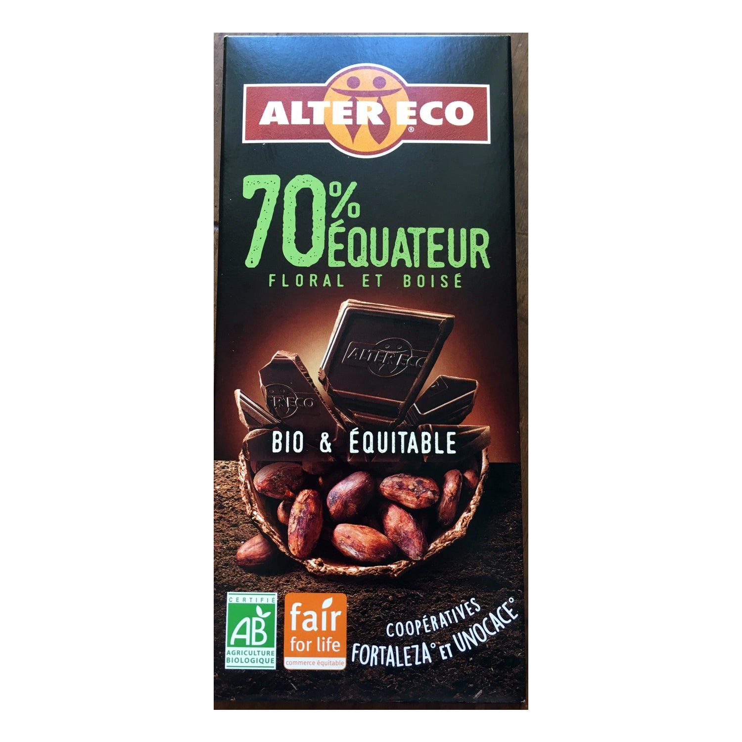 Chocolat noir bio 70% cacao - Fair - 100 g e