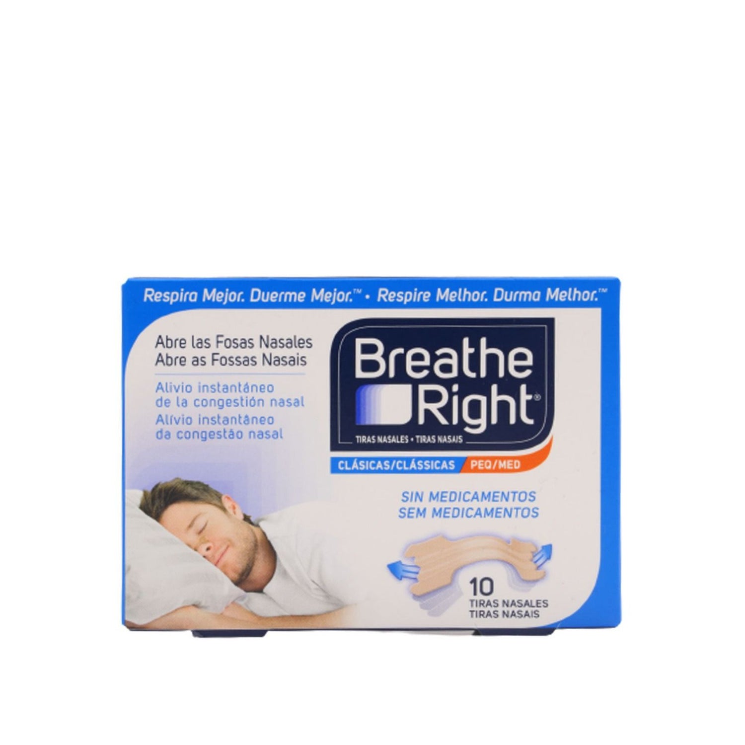 Tiras nasales Breathe Right naturales, pequeña/mediana 30 unidades