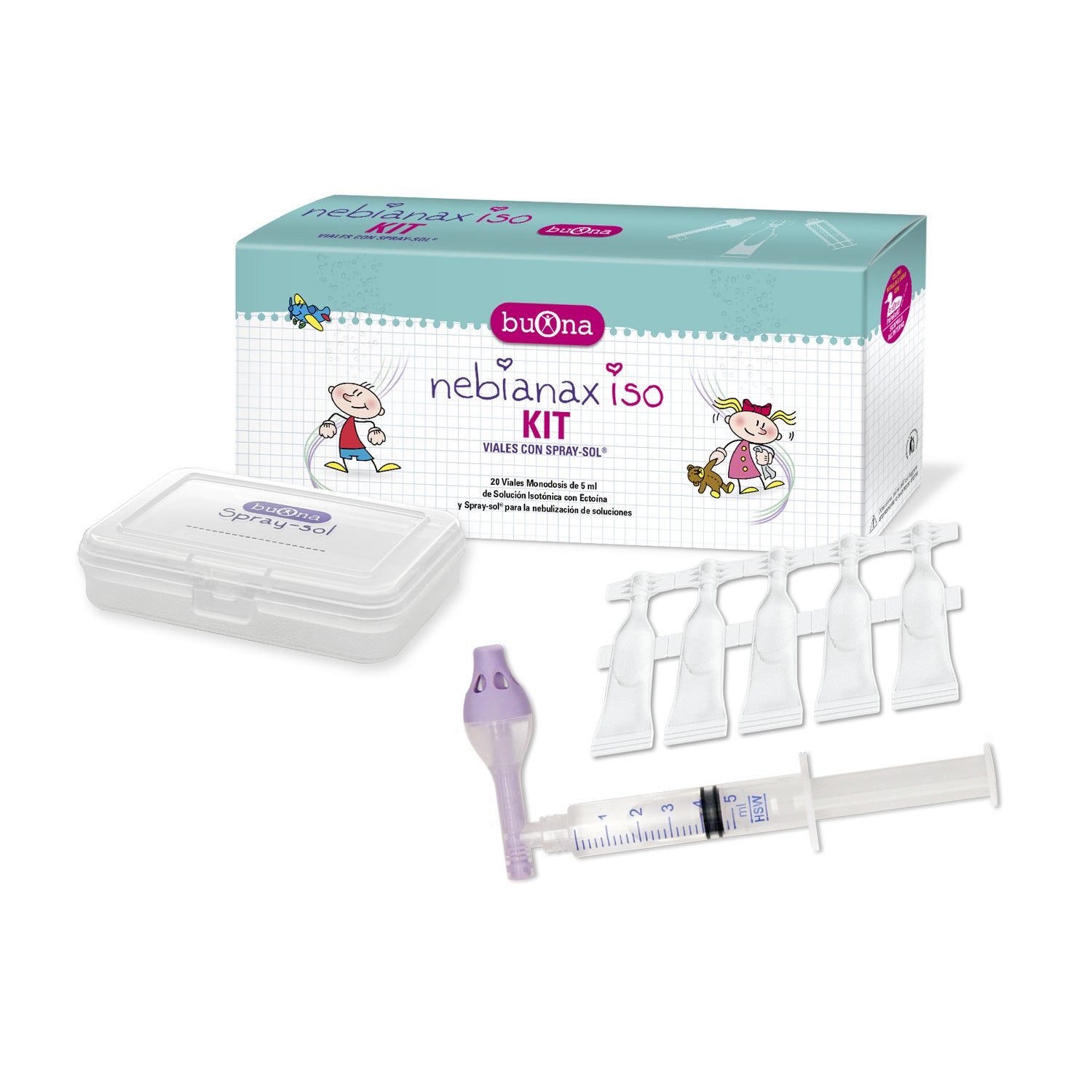 Buona Nebianax Iso kit  Kit, Solucion isotonica, Congestión nasal