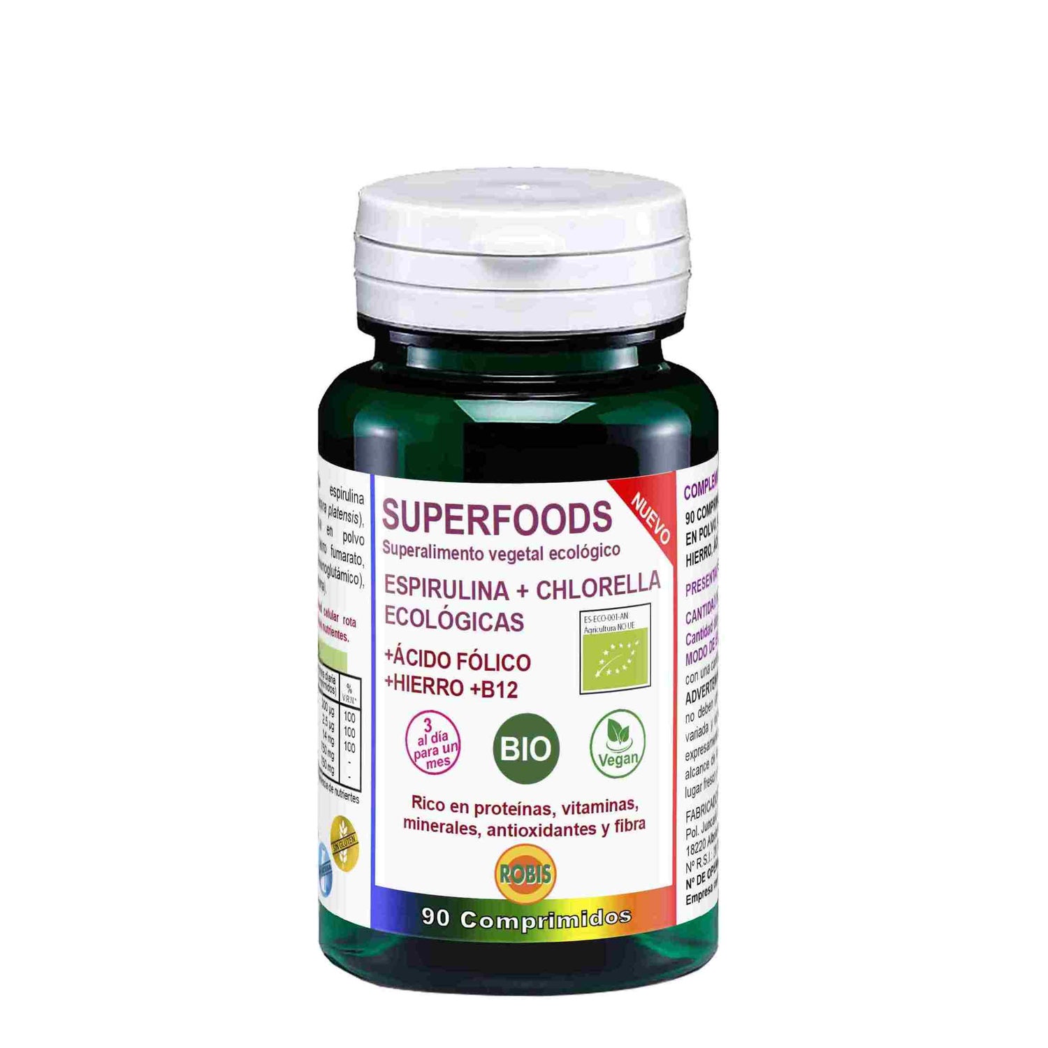 Robis Espirulina+Chlorella +Acido Folico+Hierro+B12 PromoFarma