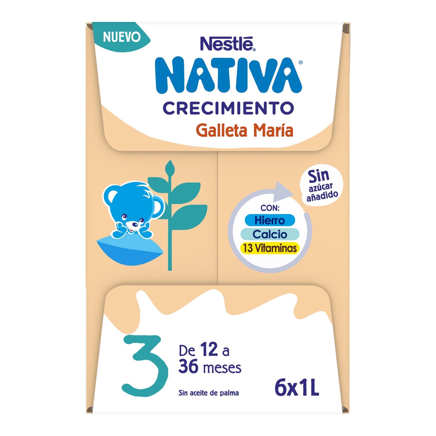 Comprar Nativa 3 Crecimiento Leche con Cereales o con Galleta María 1 litro  +12m
