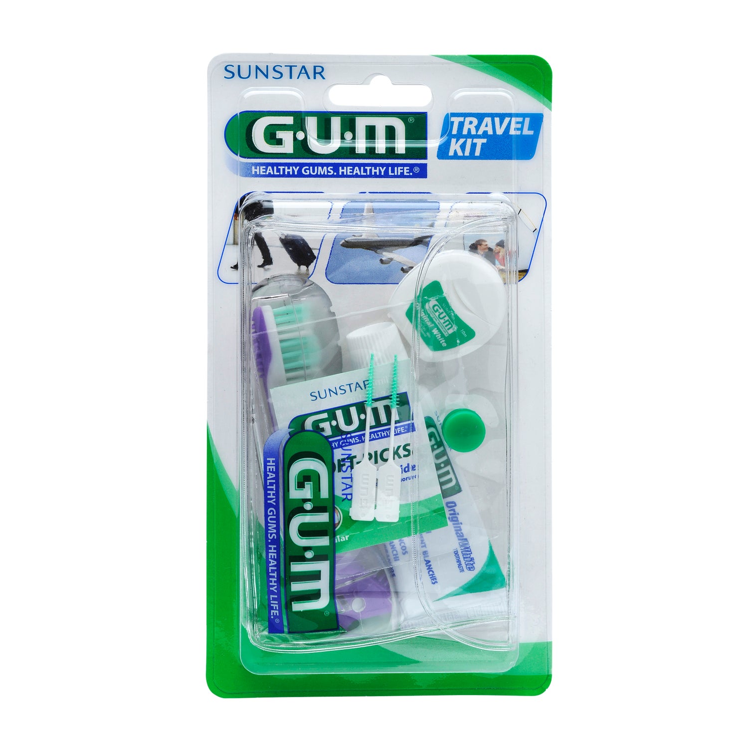Gum Kit Viaje Cepillo Dental + Hilo Dental + Dentífrico