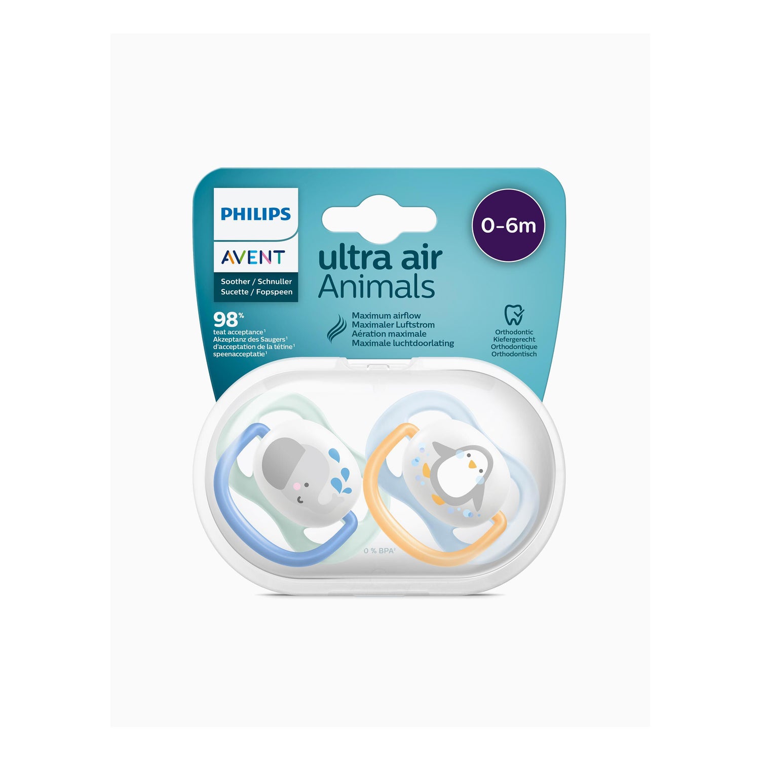 Philips Avent Chupete Ultra Air Mix Animals 6-18M 2uds