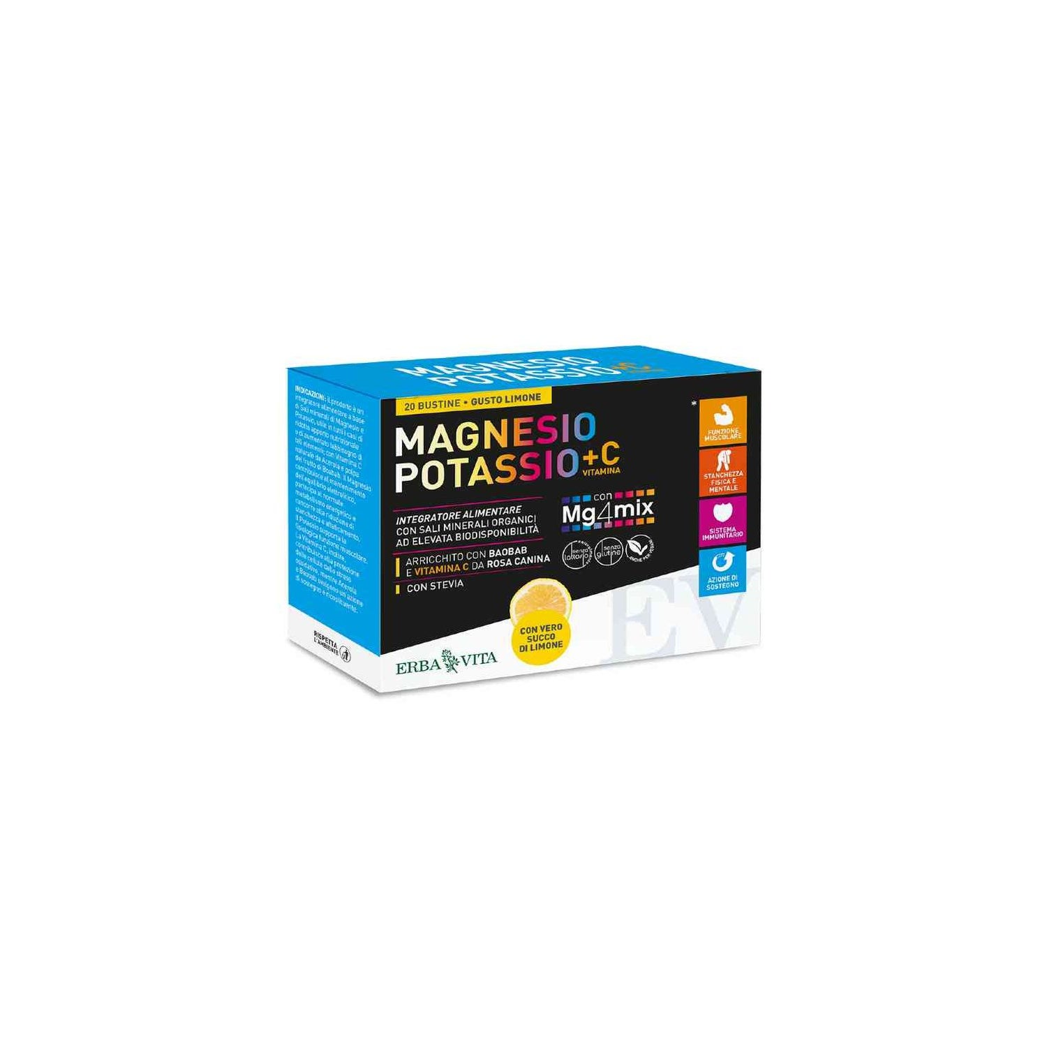Erba Vita Magnesio e Potasio + Vitamina C Sabor Limón 20uds | PromoFarma